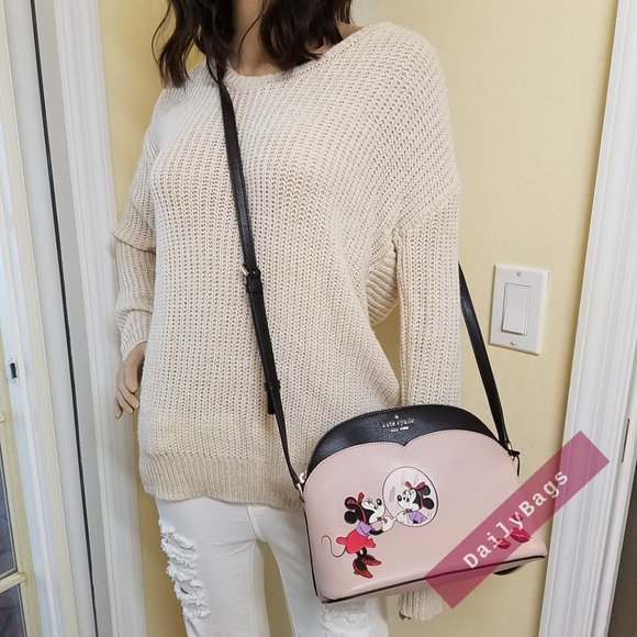 NWT KATE SPADE 100% AUTHENTIC DOME MINNIE MOUSE BLACK WARM VELLUM CROSSBODY - Picture 5 of 13